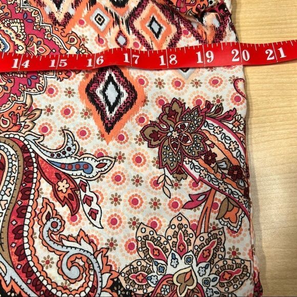 Sami & Jo Boho Paisley Top Small 3/4 cinched tie sleeve high low - Picture 3 of 8